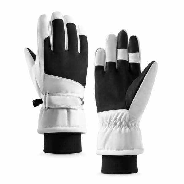 Padded Black and White Ski Gloves